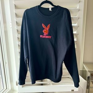 Official PLAYBOY Black Crewneck with Neon Logo